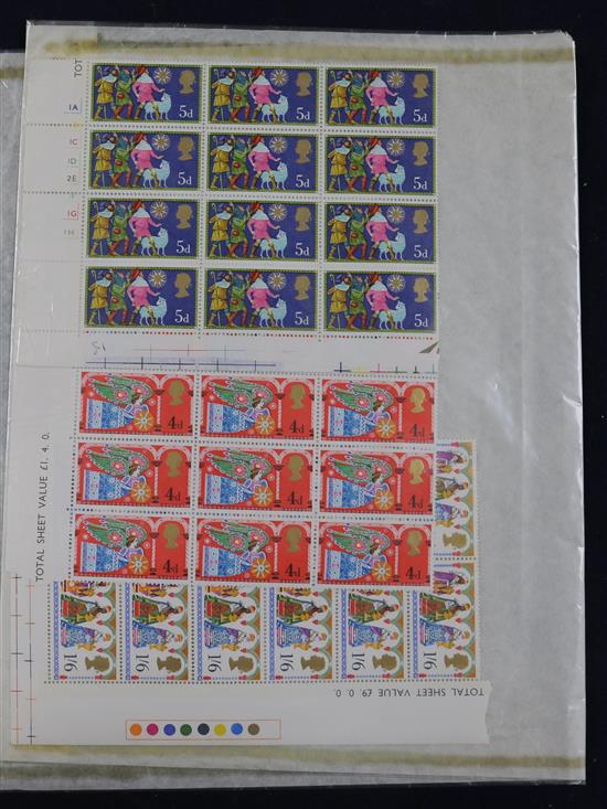 An accumulation of stamps in an album and loose in a box